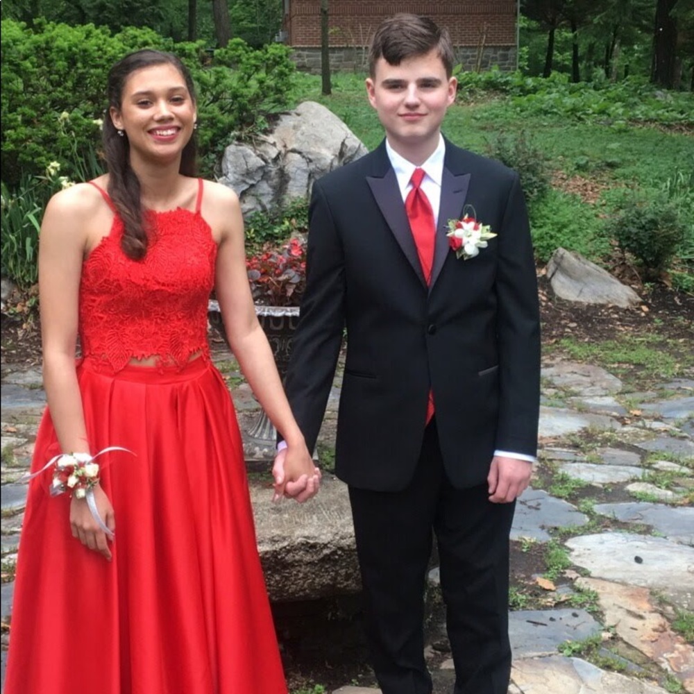 Red Two-Piece Prom Dress